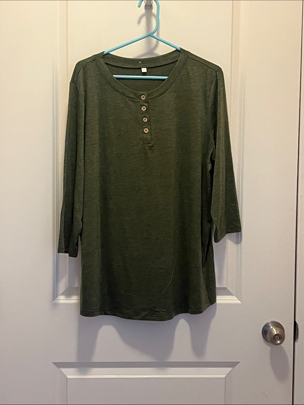 (NWT) Olive Green Henley Long Sleeve Tee with Button Placket